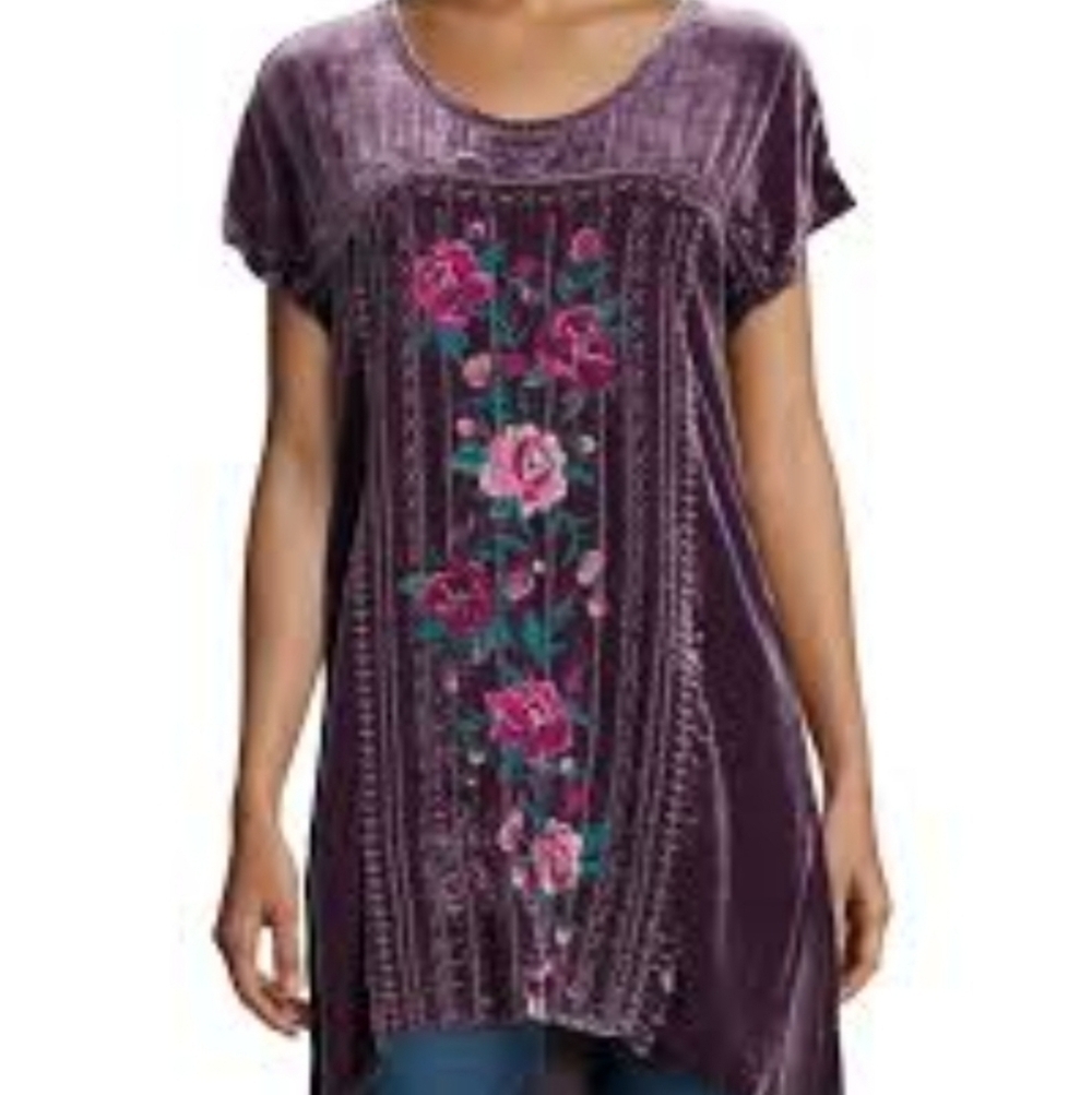 Chelsea & Theodore Embroidered Velvet Tunic Dress